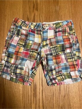 Vintage Y2K  American Eagle Madras Shorts Womans 10 Plaid Patchwork Buckle Back